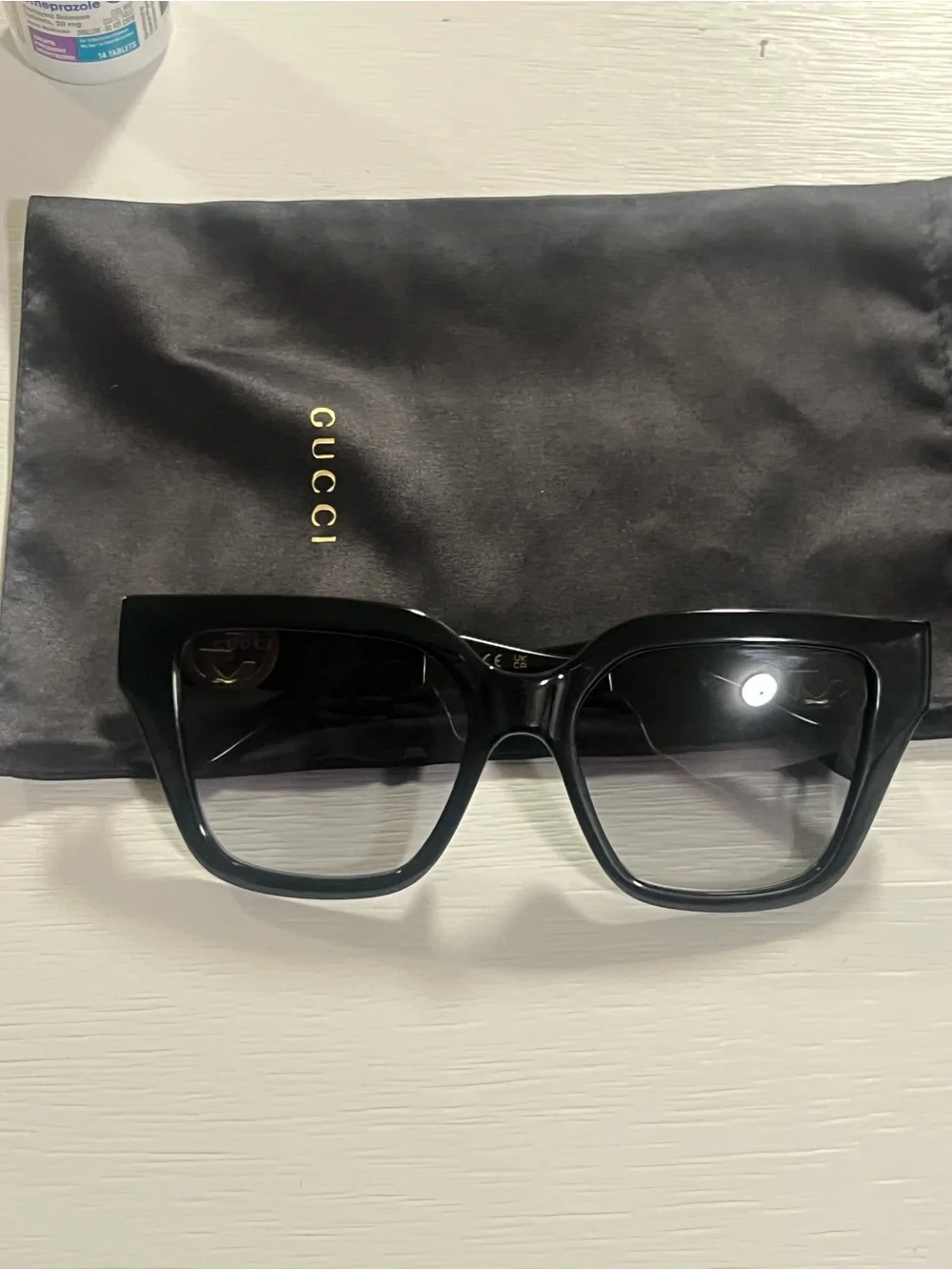 Gucci Black Square Sunglasses with Gold GG Logo
